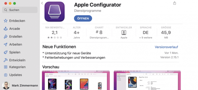 Den Apple Configurator 2 für macOS gibt es kostenlos im App Store., 