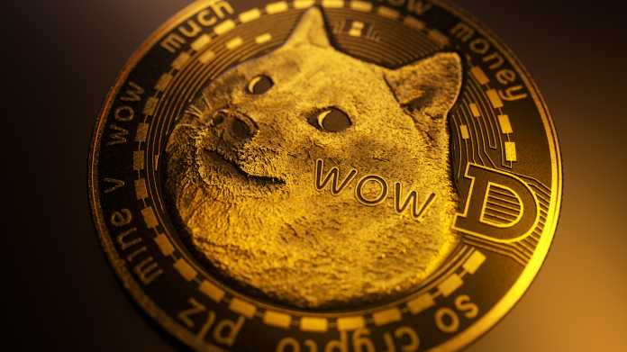 Dogecoin-Münze mit Hundebild