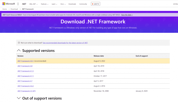 .NET Framework 4.8.1 ist neu auf der .NET Framework-Downloadseite 