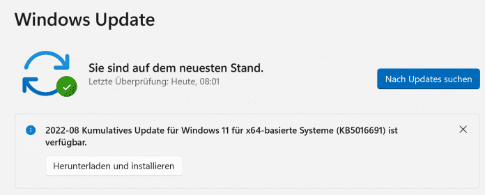 Microsoft bietet in Windows 11 das optionale Update an.