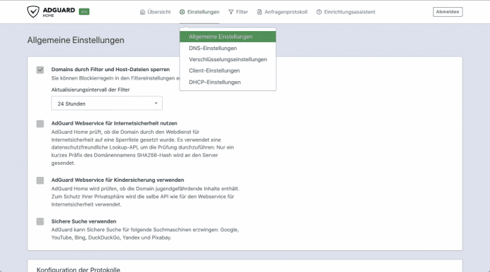 AdGuard Home: Die üppige Weboberfläche hilft schon bei der Grundkonfiguration und glänzt mit einer Vielzahl nützlicher Funktionen. , 
