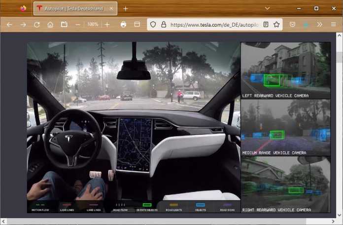 In einem Zeitraffervideo auf der Unternehmenswebsite demonstriert Tesla den Autopiloten in seinem Model X bei einer Fahrt und suggeriert damit, der Mensch hinterm Lenkrad könne in jeder Situation entspannt die Hände ruhen lassen. Das ist ein Irrtum. Die Verantwortung für das, was geschieht, bleibt beim Fahrer., Tesla Deutschland