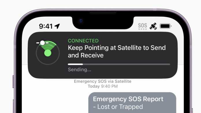 Notruf über Satellit auf iPhone