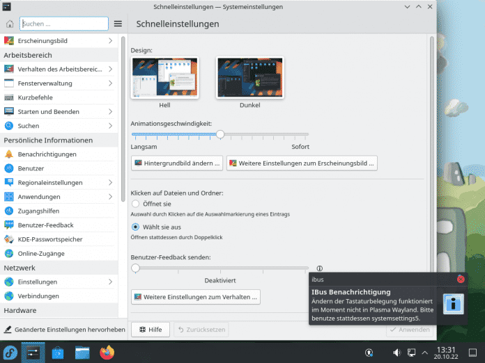 Fedora 37 mit KDE-Desktop