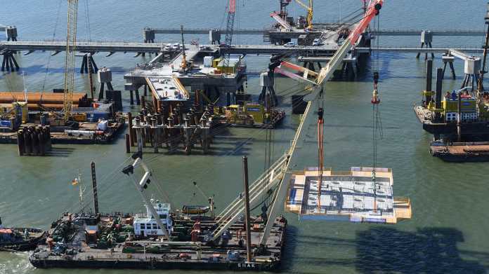 Bild von den Bauarbeiten am LNG-Terminal in Wilhelmshaven
