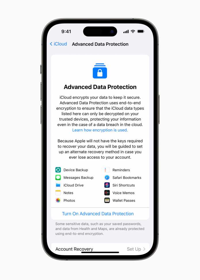 Erweiterter Datenschutz von Apple