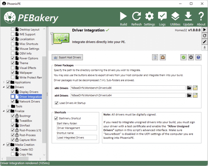 Ein Skript integriert mit wenigen Handgriffen dauerhaft Treiber aus dem Bestand des PCs, der zum Bauen verwendet wird., 