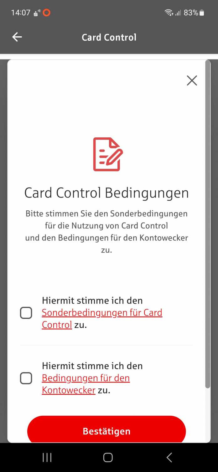 Sparkasse Card Control le permite controlar los posibles usos de las tarjetas