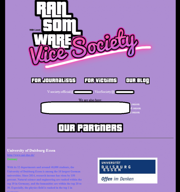 Vice Society Darknet-Webseite