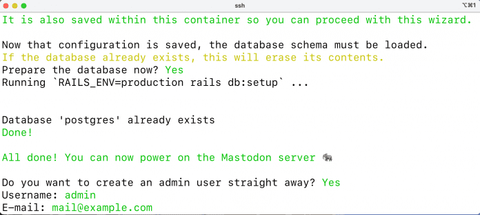 Bei der Einrichtung von Mastodon auf einem Linux-Server unterstützt ein Installationsskript. , 