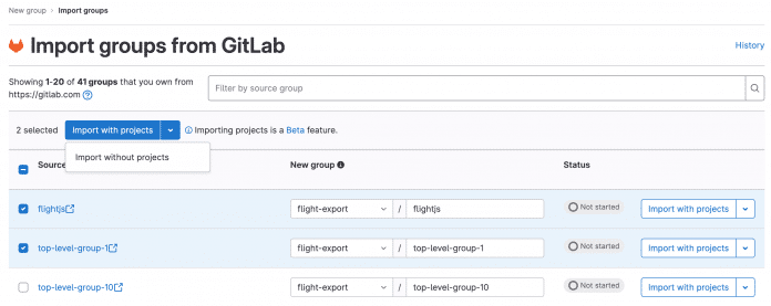 GitLab 15.8 erlaubt die Projektmigration mittels Direct Transfer als Beta-Feature.