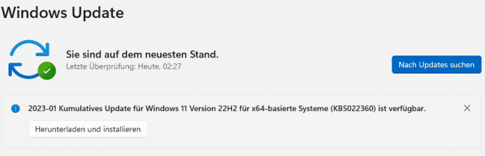 Screenshot von Windows Update
