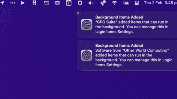 Background-Notification in macOS 13