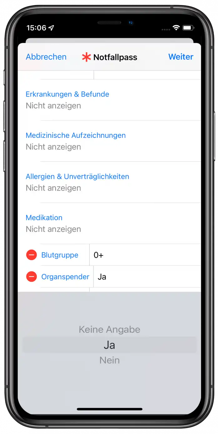 Health-App unter iOS
