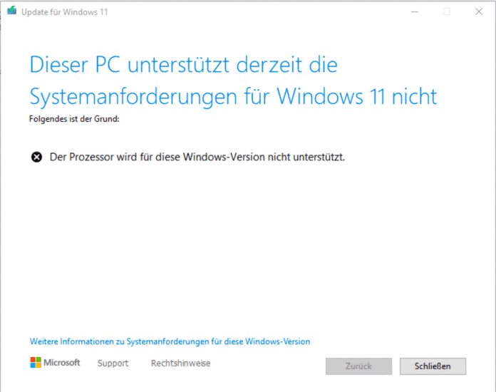 Il vecchio processore non è compatibile con Windows 11