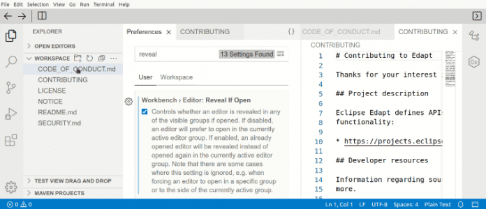 Eine neue Einstellung in Eclipse Theia 1.35 kann das doppelte Öffnen eines Editors verhindern.