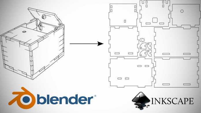 3D Schachtel zu 2D-CAD Daten, Blender und Inkscape