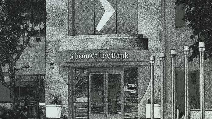 Eingang zum Hauptquartier der Silicon Valley Bank in Santa Clara, US-Bundesstaat Kalifornien.