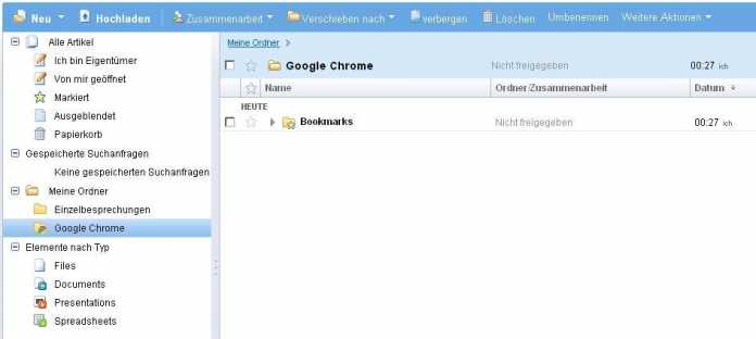 Gogle Docs mit Bookmarks aus Google Chrome