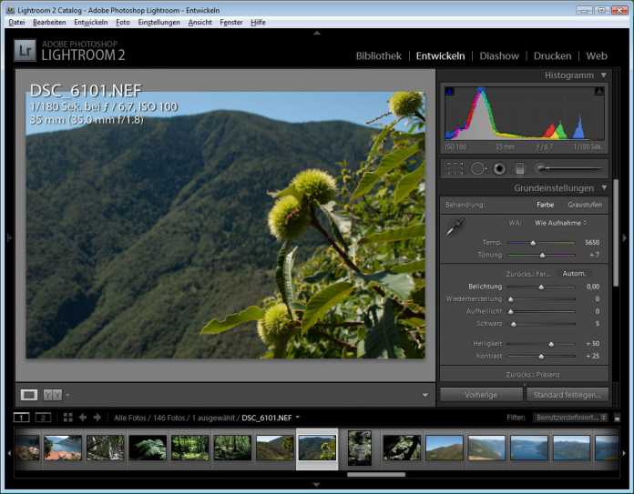 Lightroom 2.5 unterstützt neue Kameramodelle und korrigiert Farbfehler.