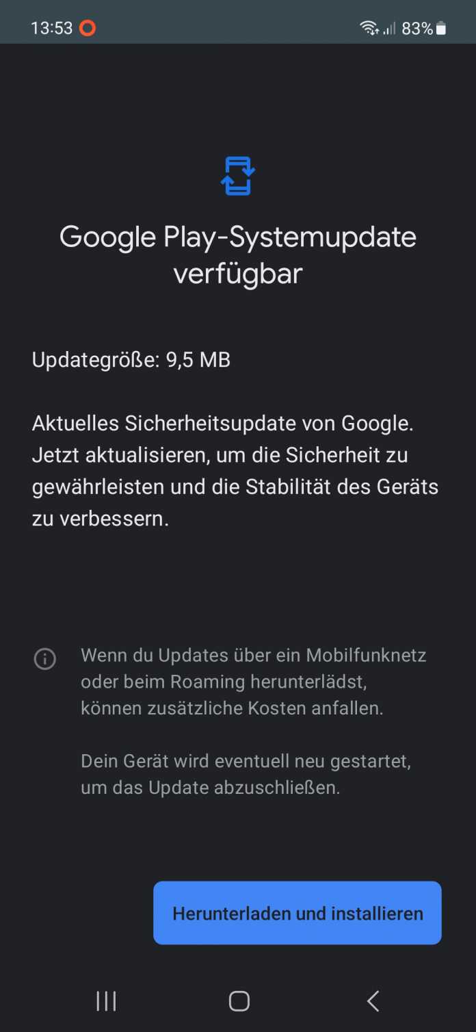 Screenshot Google Play System Update