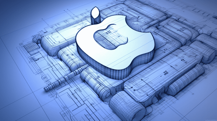 Apple-Logo in Form eines Bauplans