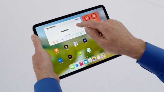 iPadOS 17 auf einem iPad mit neuen Widgets