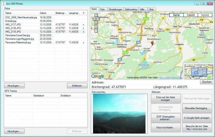 Das kostenlose Locr GPS Photo versieht Bilder via GPS-Track oder Landkarte mit Geotags und lädt sie auf die Locr-Foto-Community.