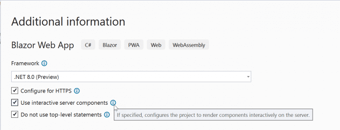 Anlegen von Blazor-Projekten mit Server-Side Rendering und SPA-Inseln (Abb. 1)​
