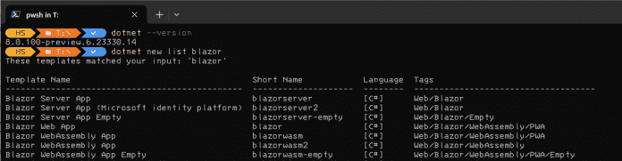 Blazor-Projektvorlagen in .NET 8.0 Preview 6 (Abb. 3).​
