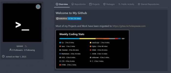 Gitea-User können auf ihrer Profilseite mittels README.md-Datei Informationen über sich teilen. 