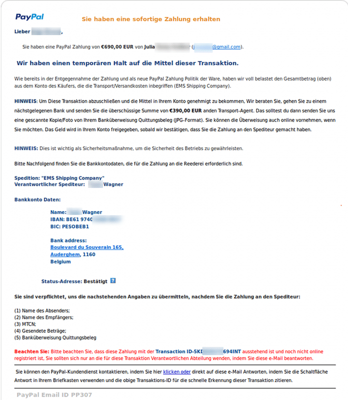 !!! Bild nur für online!!! Erhalten Sie Mails, die vermeintlich von PayPal kommen und Sie beispielsweise auf eine Störung hinweisen, loggen Sie sich mit selbst eingetippter URL oder per Bookmark bei PayPal ein. Der Inhalt der Mail muss auch im Account zu finden sein., LKA Niedersachsen