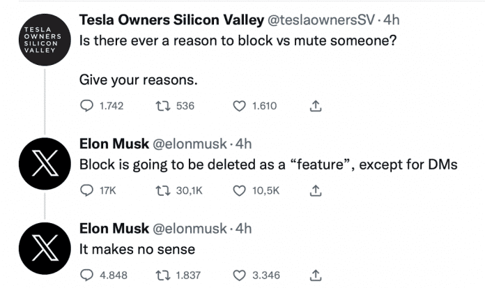 Der Tweet mit der Ankündigung von Musk