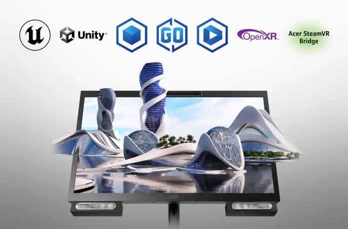 Der Acer SpatialLabs View Pro 27 ist mit 3D-Engines we Unity und Unreal kompatibel, ebenso mit der Mixed-Reality-AP OpenXR.