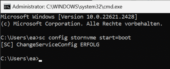 Wenn Windows 10 nach einer Imagekopie von einer SATA- auf eine NVMe-SSD nicht mehr startet, hilft eventuell ein Befehl in der Eingabeaufforderung im abgesicherten Modus., 