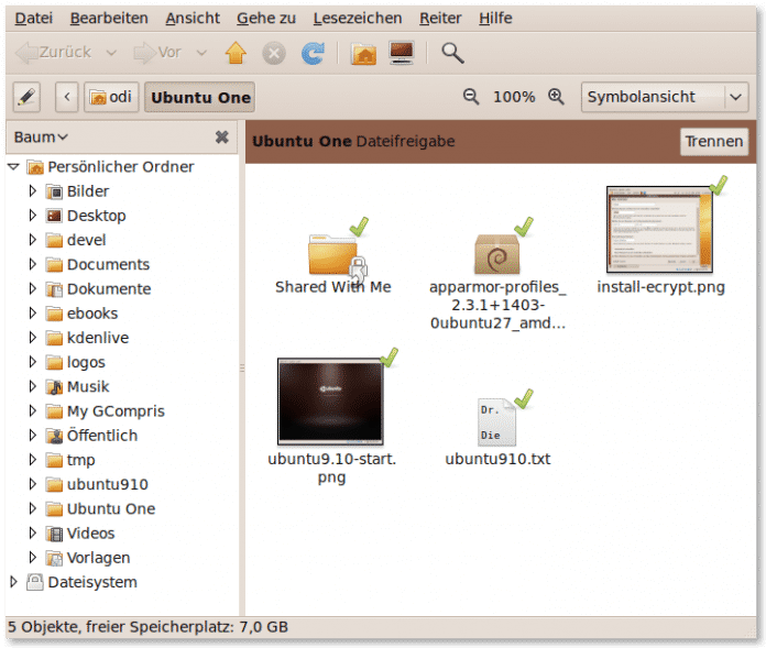 Ubuntu 9.10 Screenshot Ubuntu One