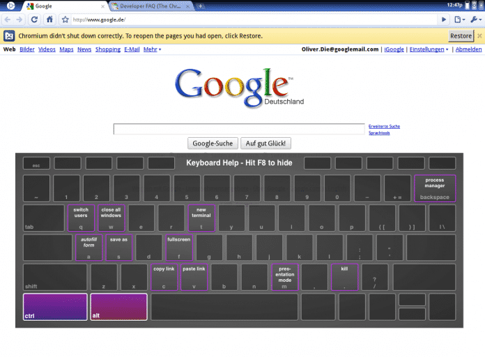 Screenshot Chrome OS Keyboard