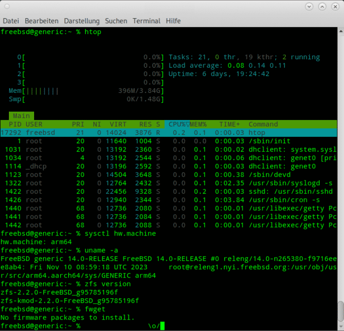 Screenshot FreeBSD 14 auf Raspberry Pi
