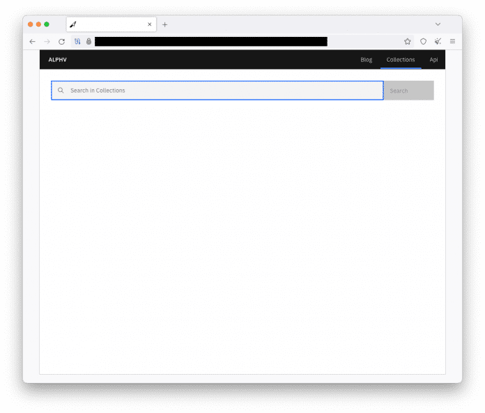 Screenshot der leeren AlphV-Homepage