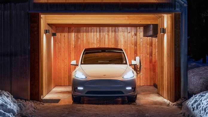 Tesla in Carport