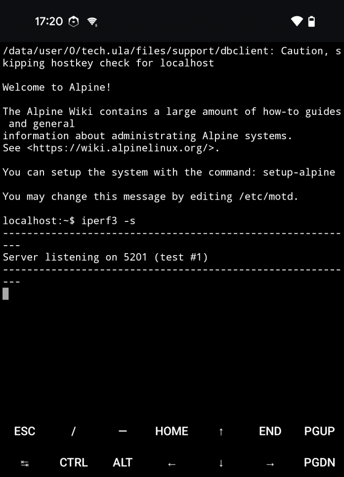 Mit Alpine Linux in der Android-App UserLAnd läuft iperf3 auf einem Smartphone als Server wie auf anderen Linux-Rechnern., 