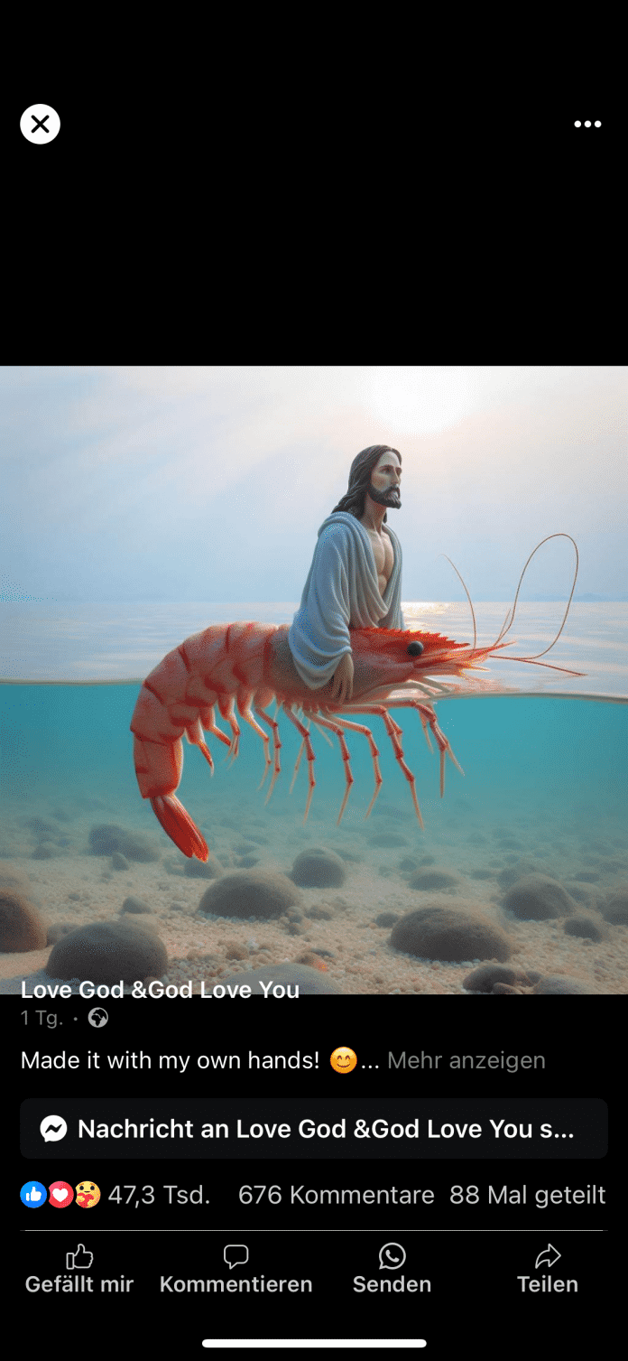 Ein Shrimp wird zu Jesus.