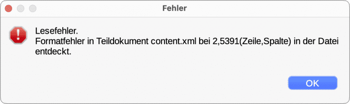  Fehler im XML eines LibreOffice-Dokuments lassen sich gerade bei eingeschalteter Änderungsverfolgung kaum manuell beheben