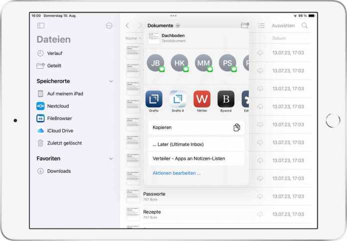  Über die Dateien-App lassen sich auf dem iPad Dateitypen mit bestimmten Apps verknüpfen.
