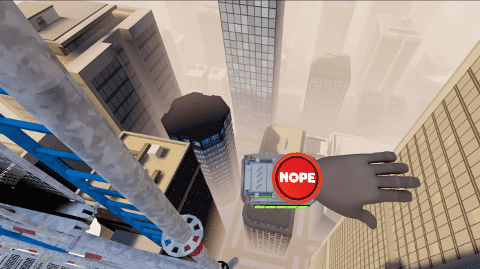 Screenshot aus "Nope Challenge" zeigt Nutzer in schwindelerregender Höhe