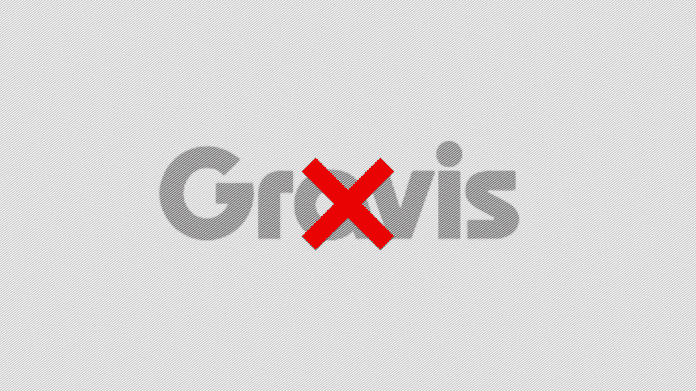 Durchgestrichenes Gravis-Logo