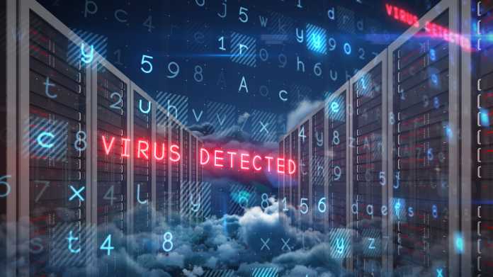 Virus detected steht vor Servern