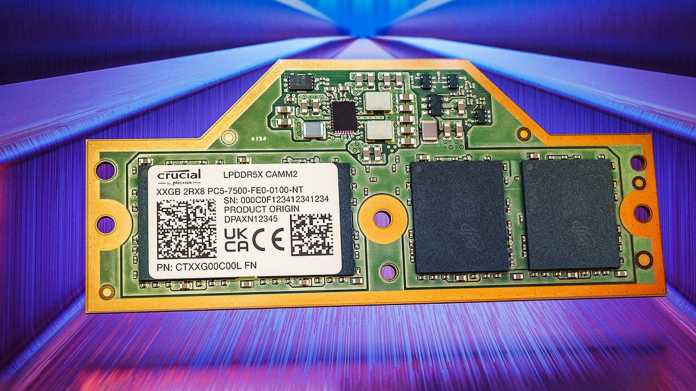 Notebook-Speichermodul Crucial LPCAMM2 mit 32 oder 64 GByte LPDDR5X-SDRAM