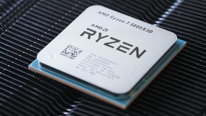 AMD Ryzen 7 5800X3D auf Kühlerlamellen abgebildet