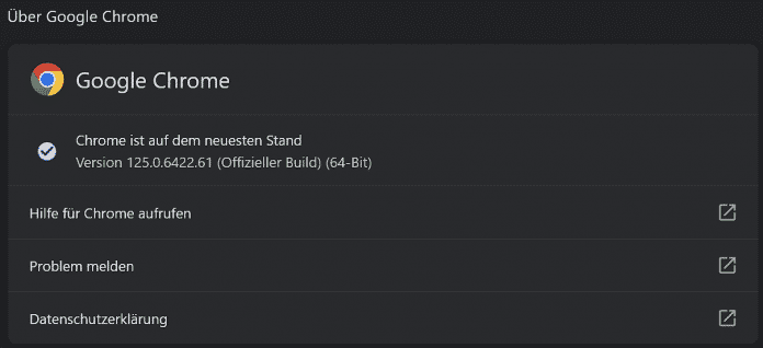 Dialog versi Google Chrome